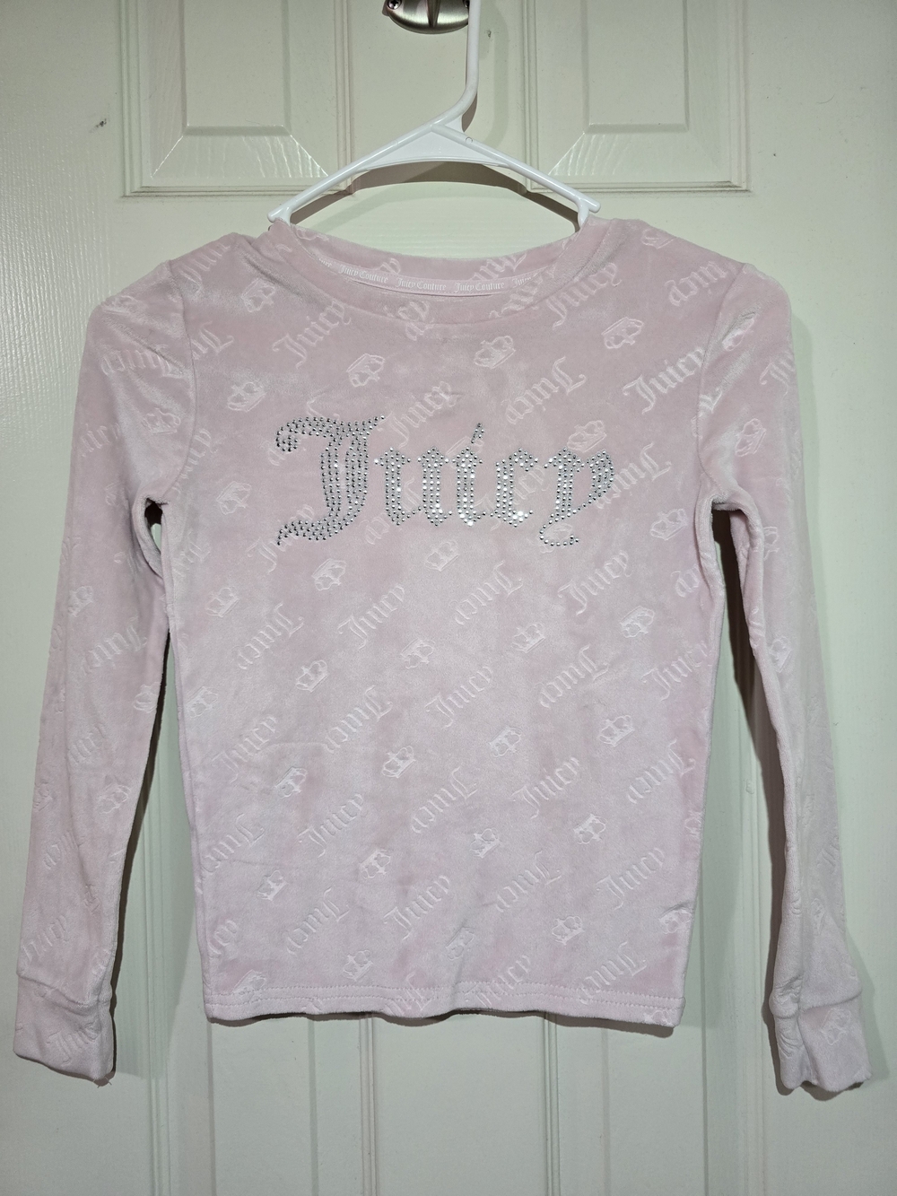 Juicy Couture Girls' Pink Long-Sleeve Velvet Top